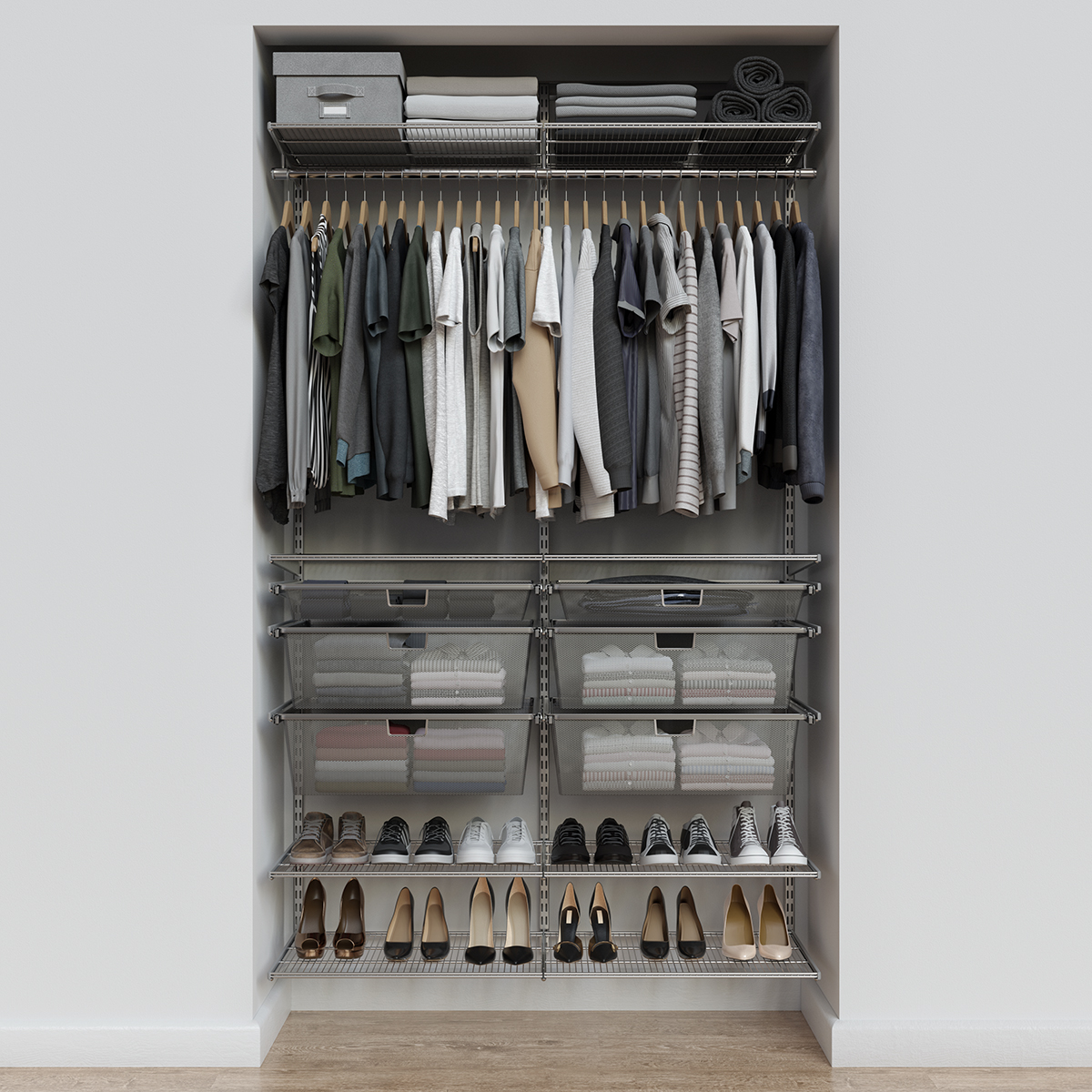 Elfa Classic 4' Reach-In Closet Solution Platinum